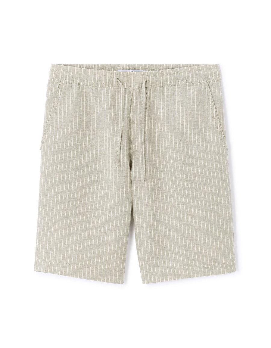 bermudas de lino y algodón a rayas
