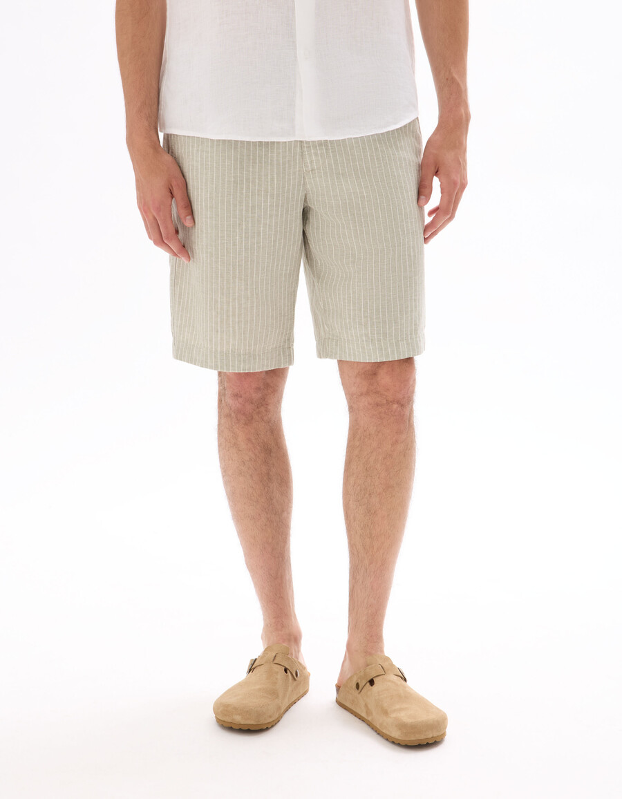 bermudas de lino y algodón a rayas