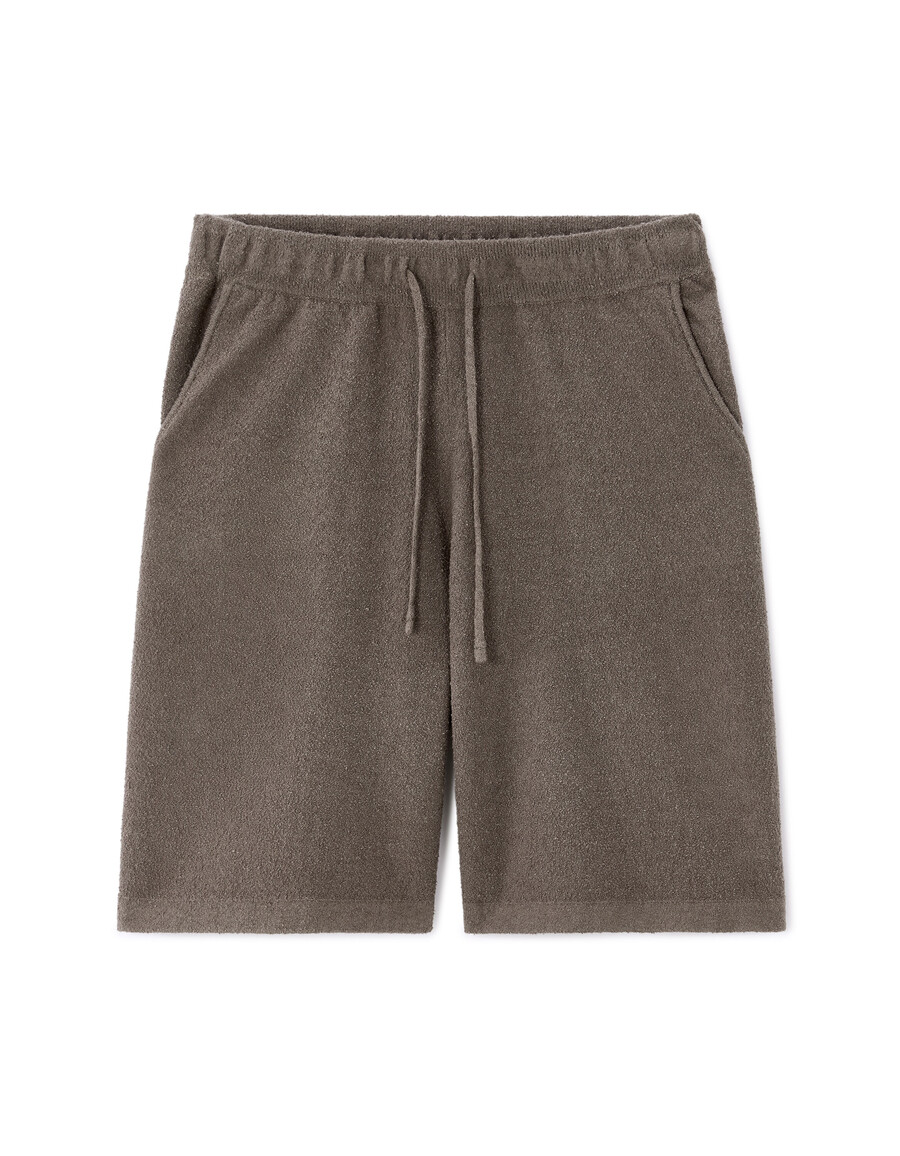 bermudas de felpa de mezcla de algodón color topo