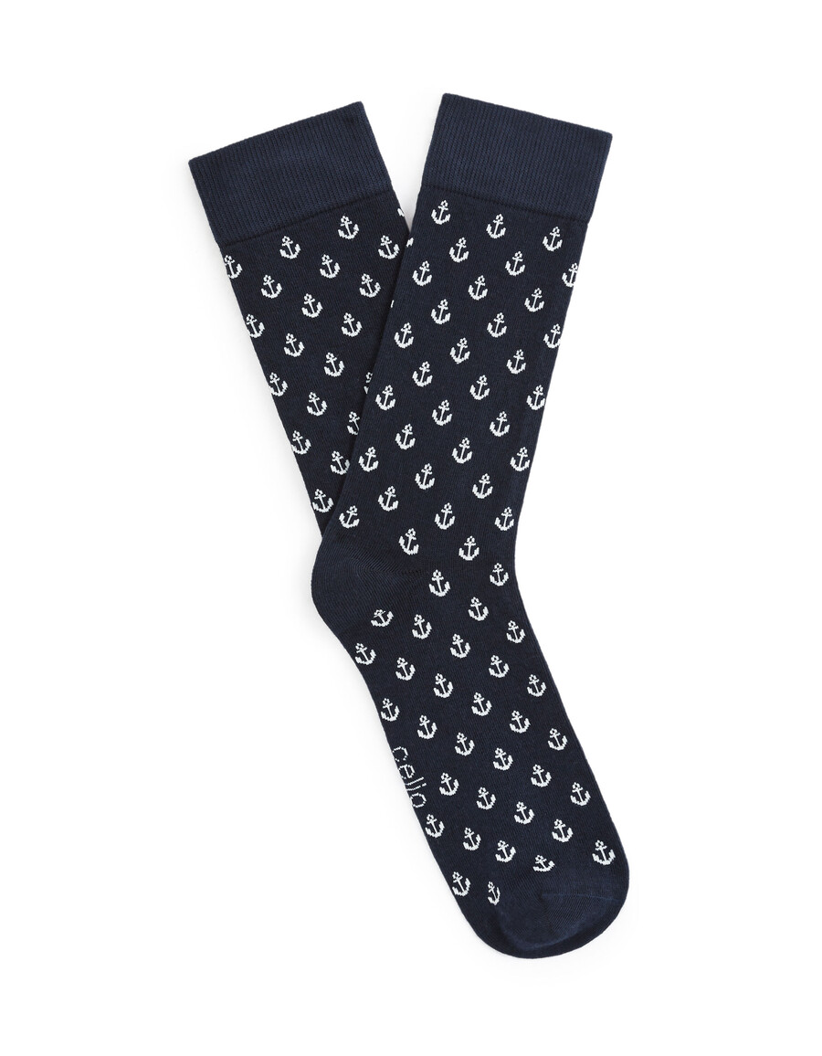 calcetines hasta la rodilla con estampado de ancla