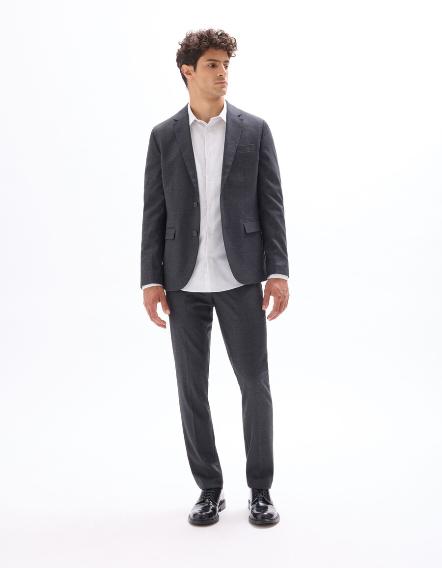 chaqueta de traje de franela de corte entallado