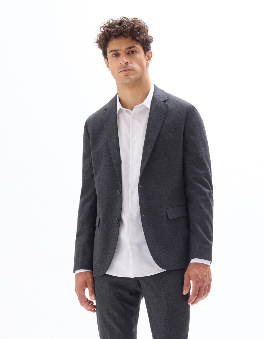 chaqueta de traje de franela de corte entallado