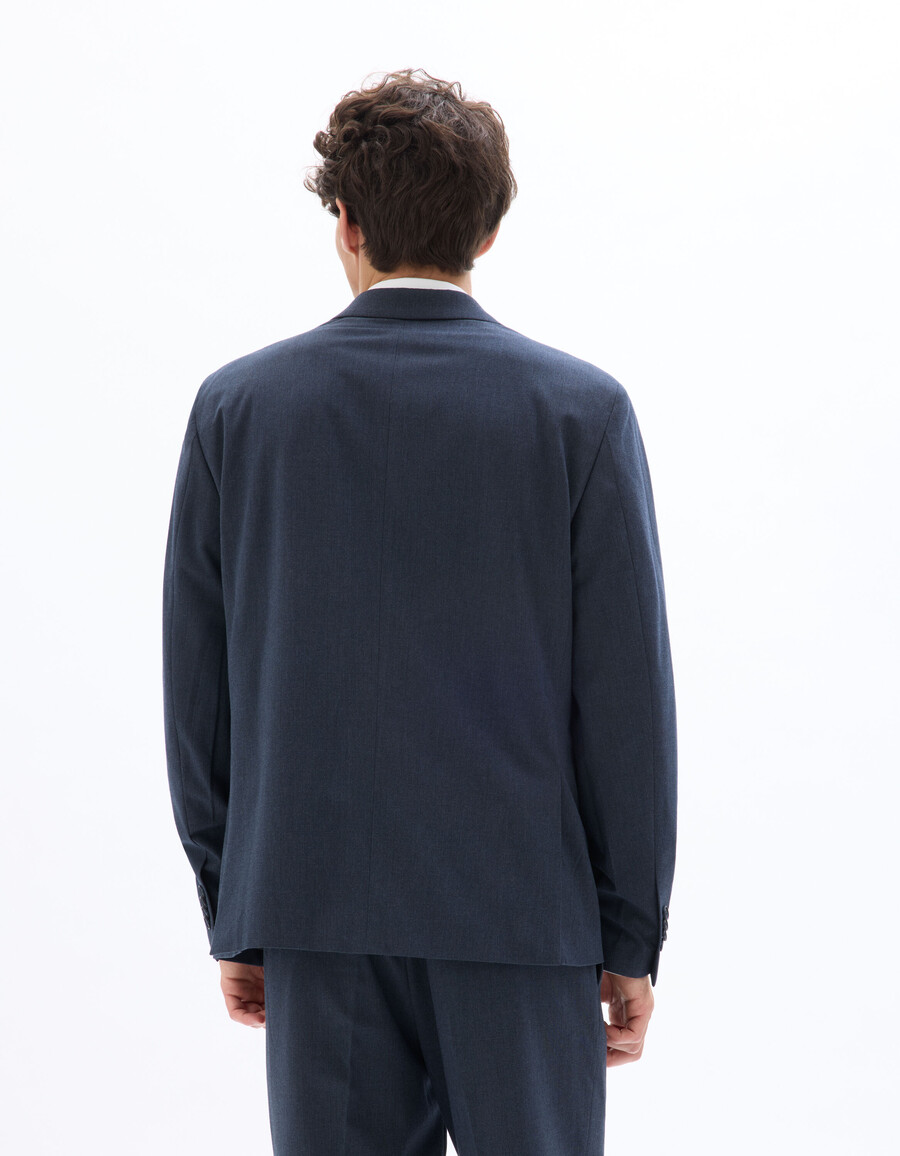 chaqueta de traje de franela a rayas de corte regular