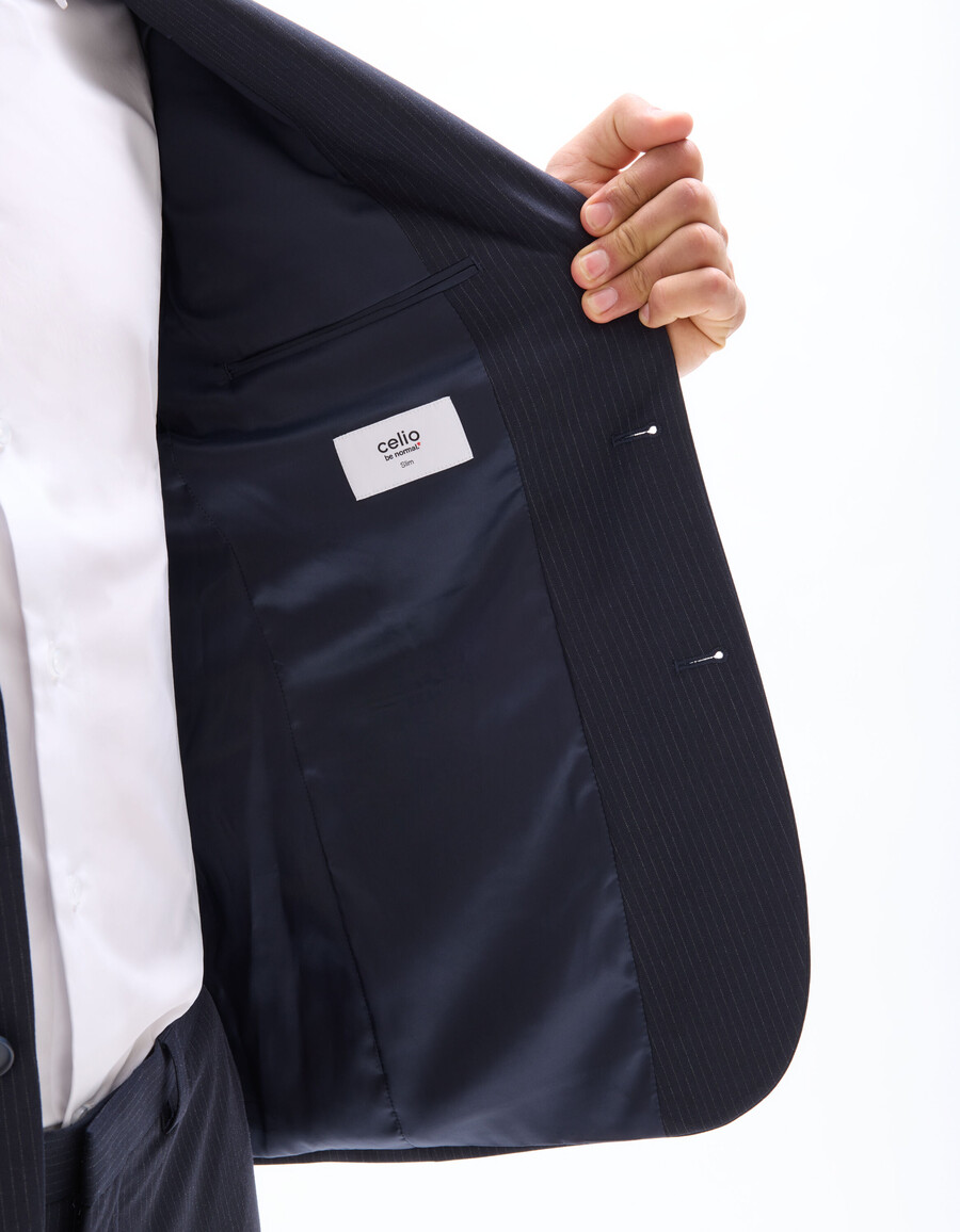 chaqueta de traje de franela a rayas de corte entallado