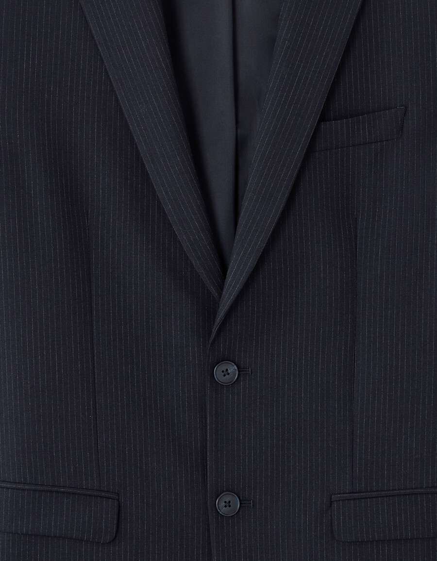 chaqueta de traje de franela a rayas de corte entallado