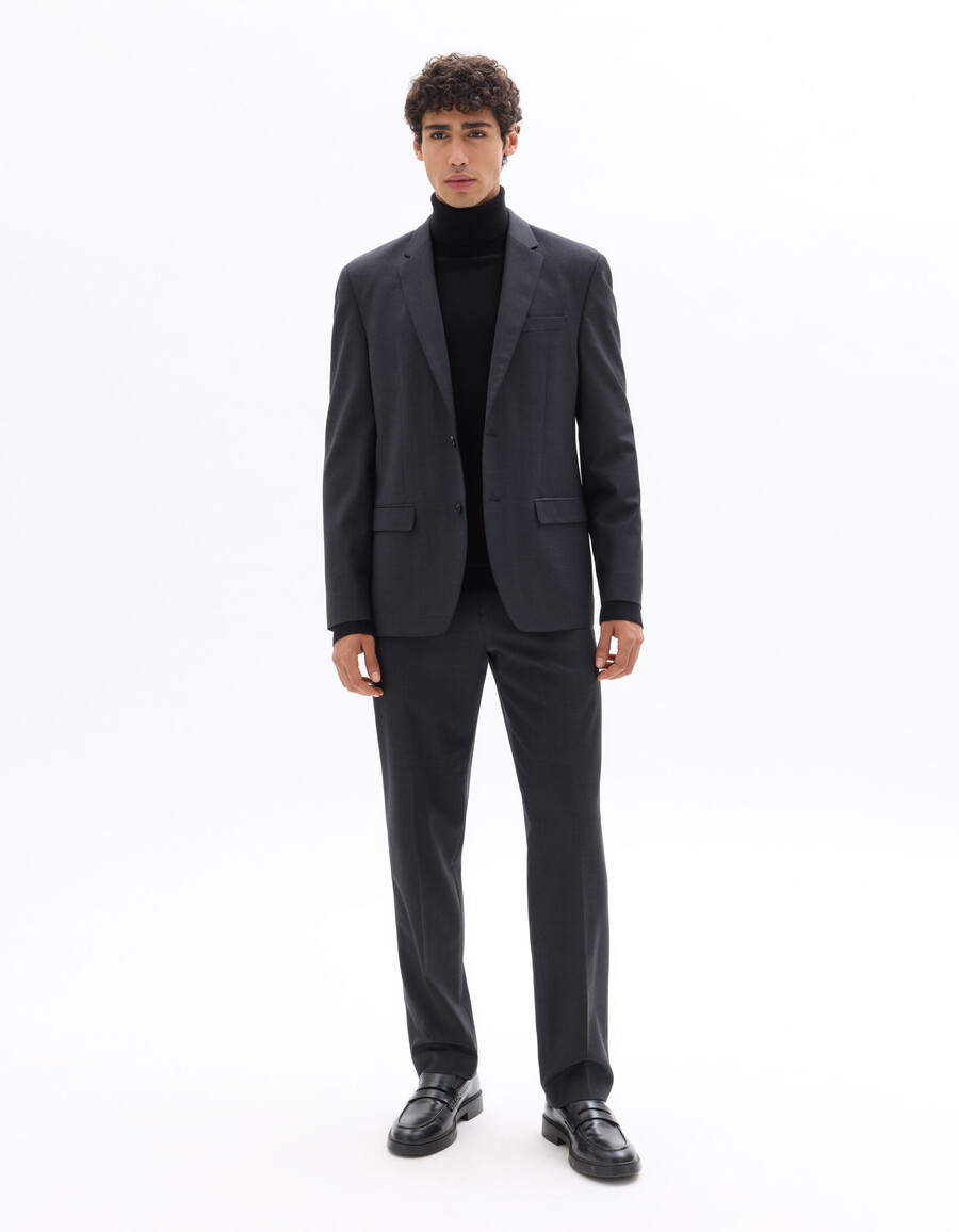 chaqueta de traje de corte regular en mezcla de lana
