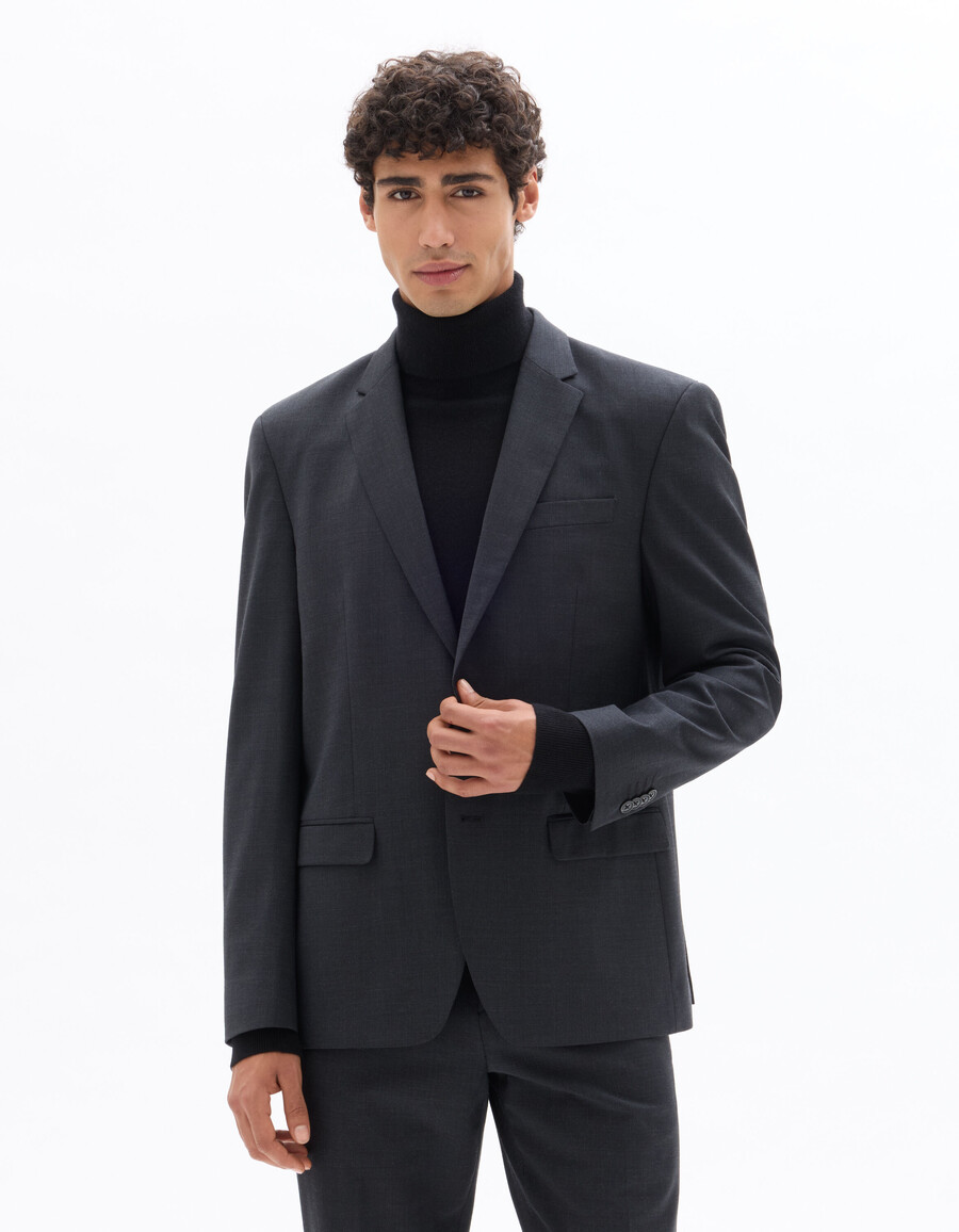 chaqueta de traje de corte regular en mezcla de lana