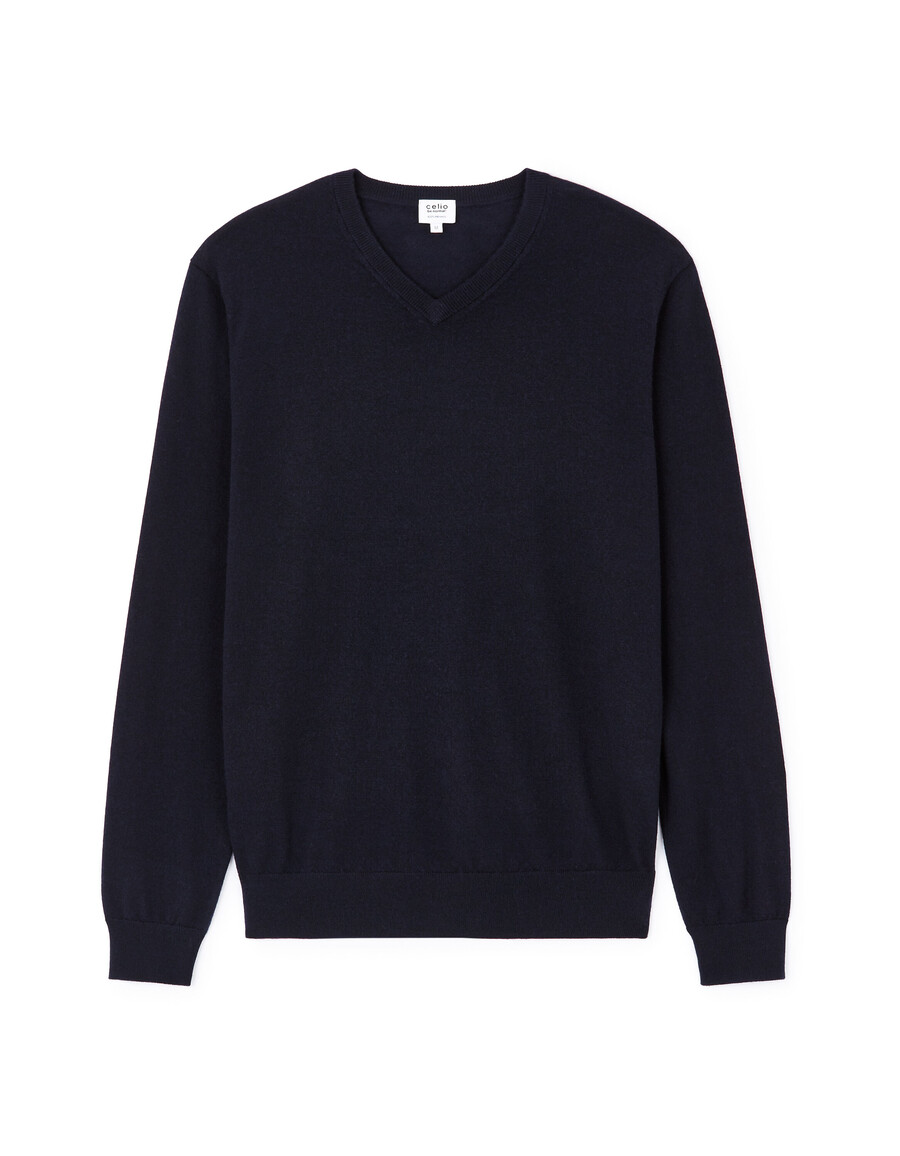 suéter de cuello en v 100 lana merino