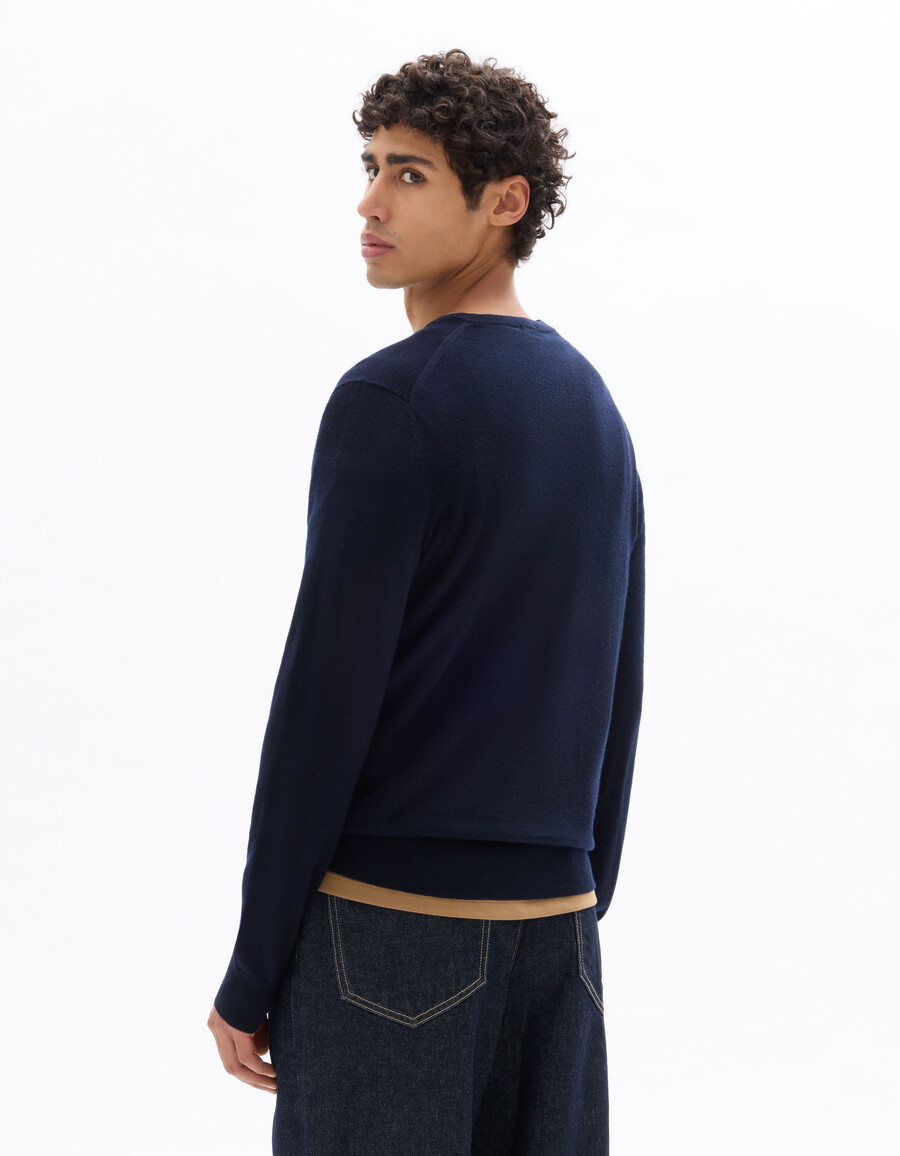 suéter de cuello en v 100 lana merino