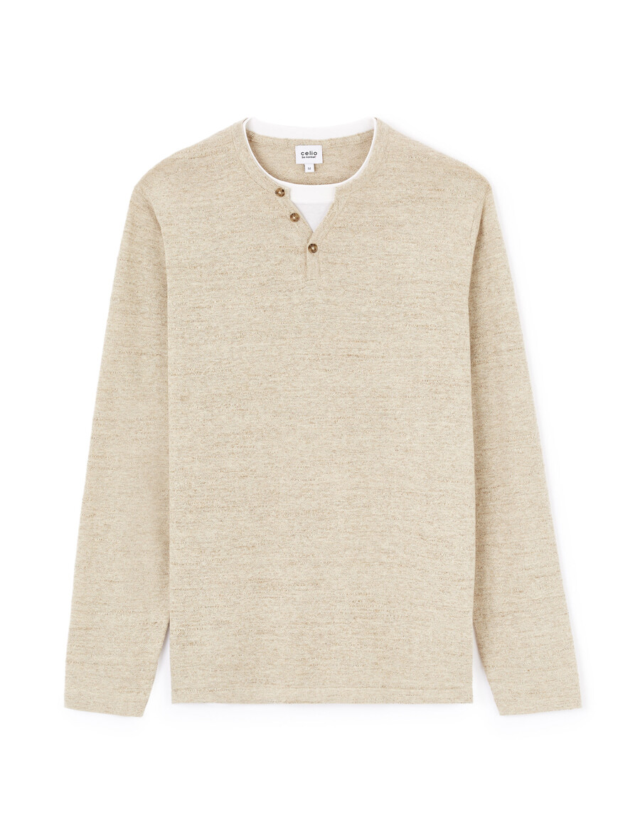 suéter henley de mezcla de algodón