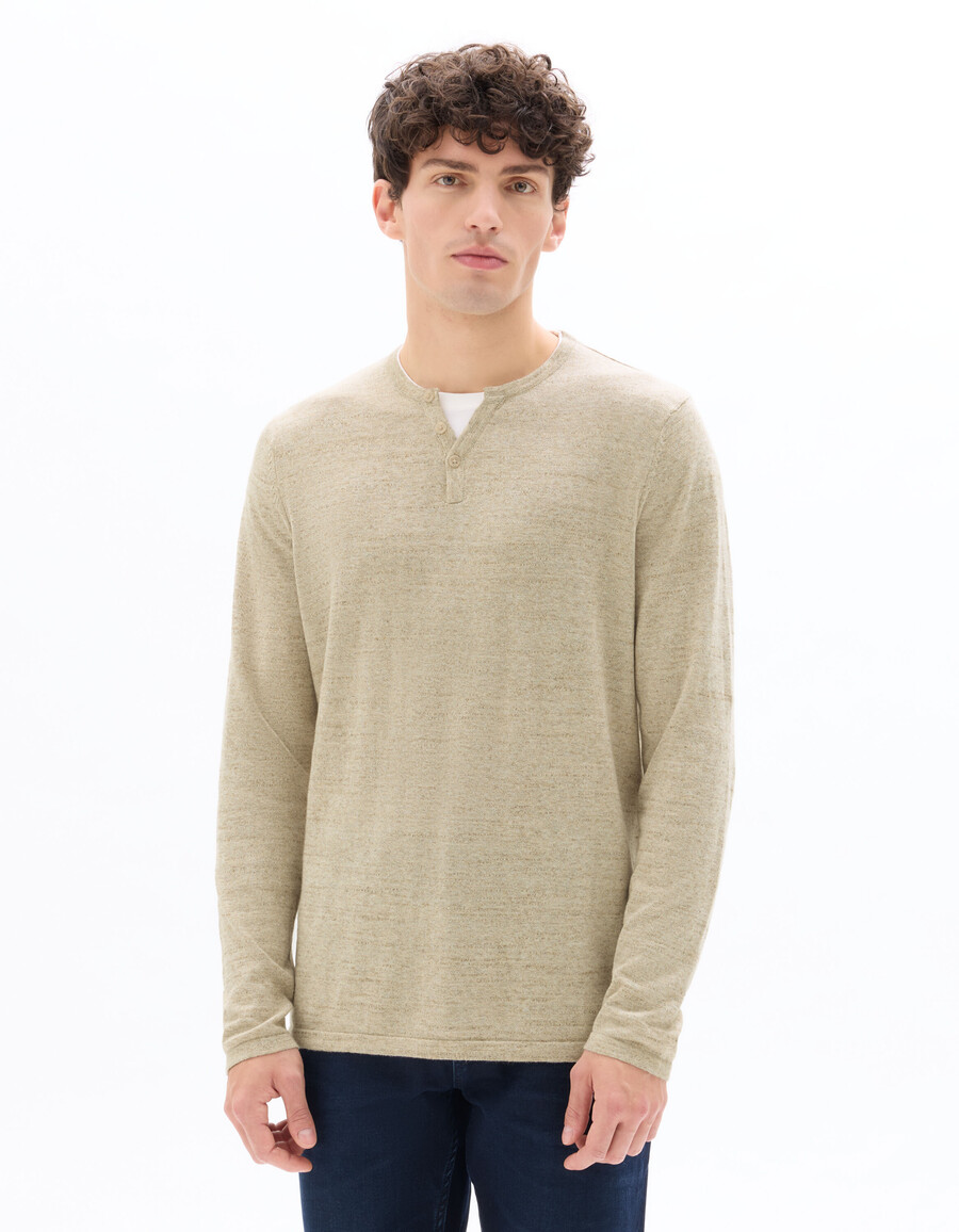 suéter henley de mezcla de algodón