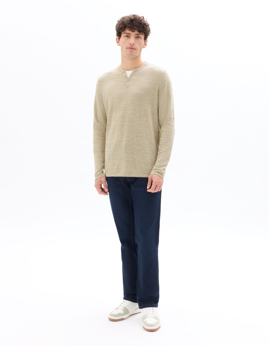 suéter henley de mezcla de algodón