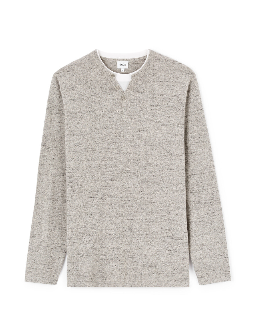 suéter henley de mezcla de algodón