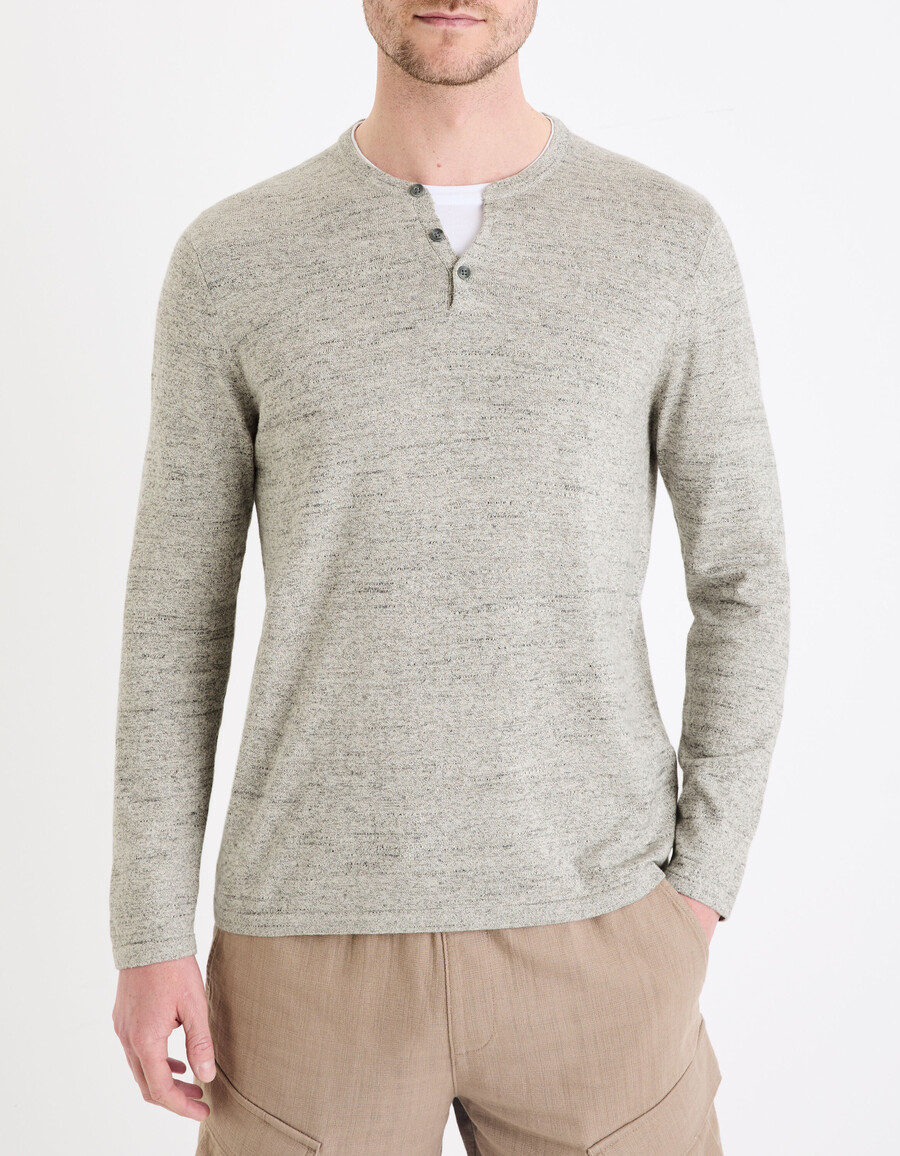 suéter henley de mezcla de algodón