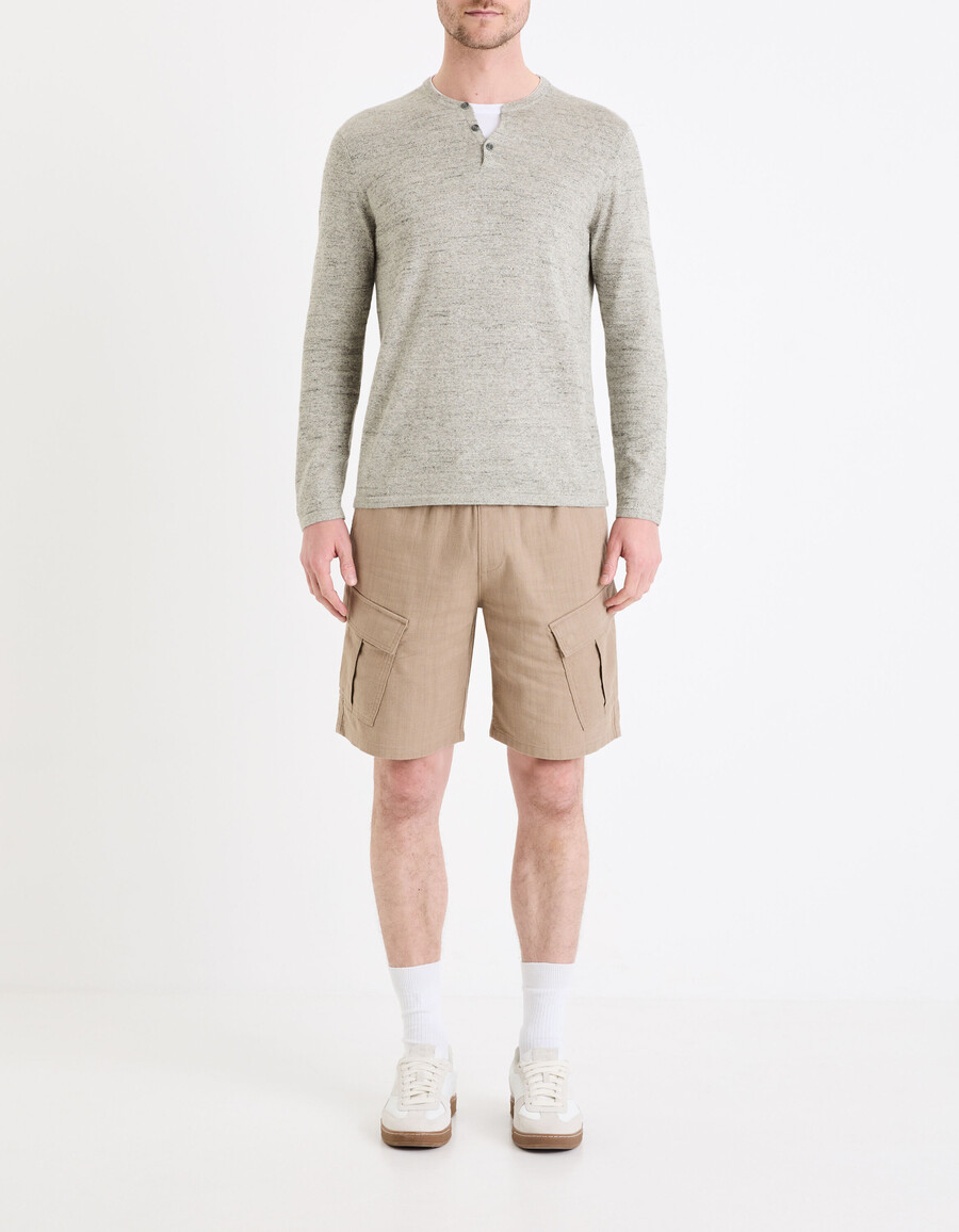 suéter henley de mezcla de algodón