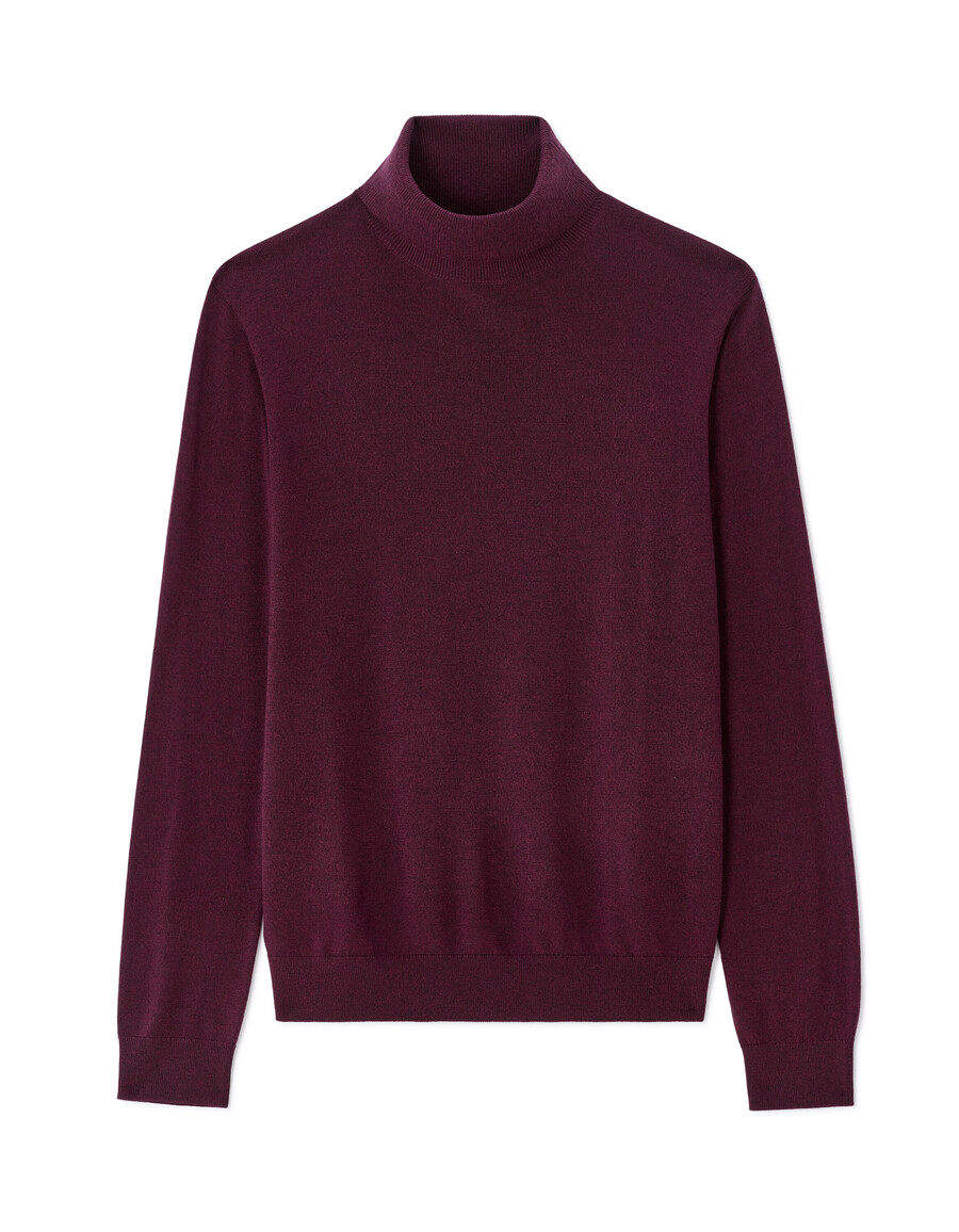 suéter de cuello alto ajustado 100 lana merino