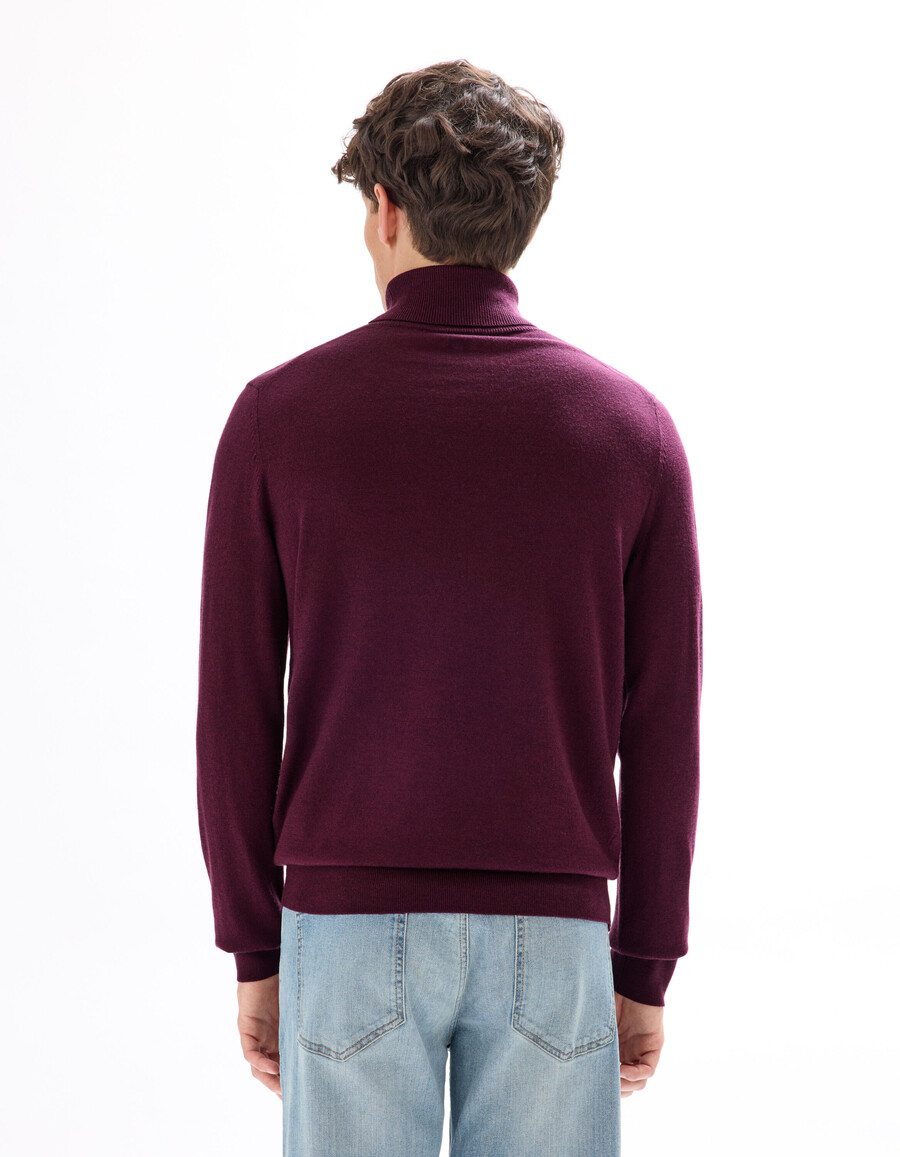 suéter de cuello alto ajustado 100 lana merino