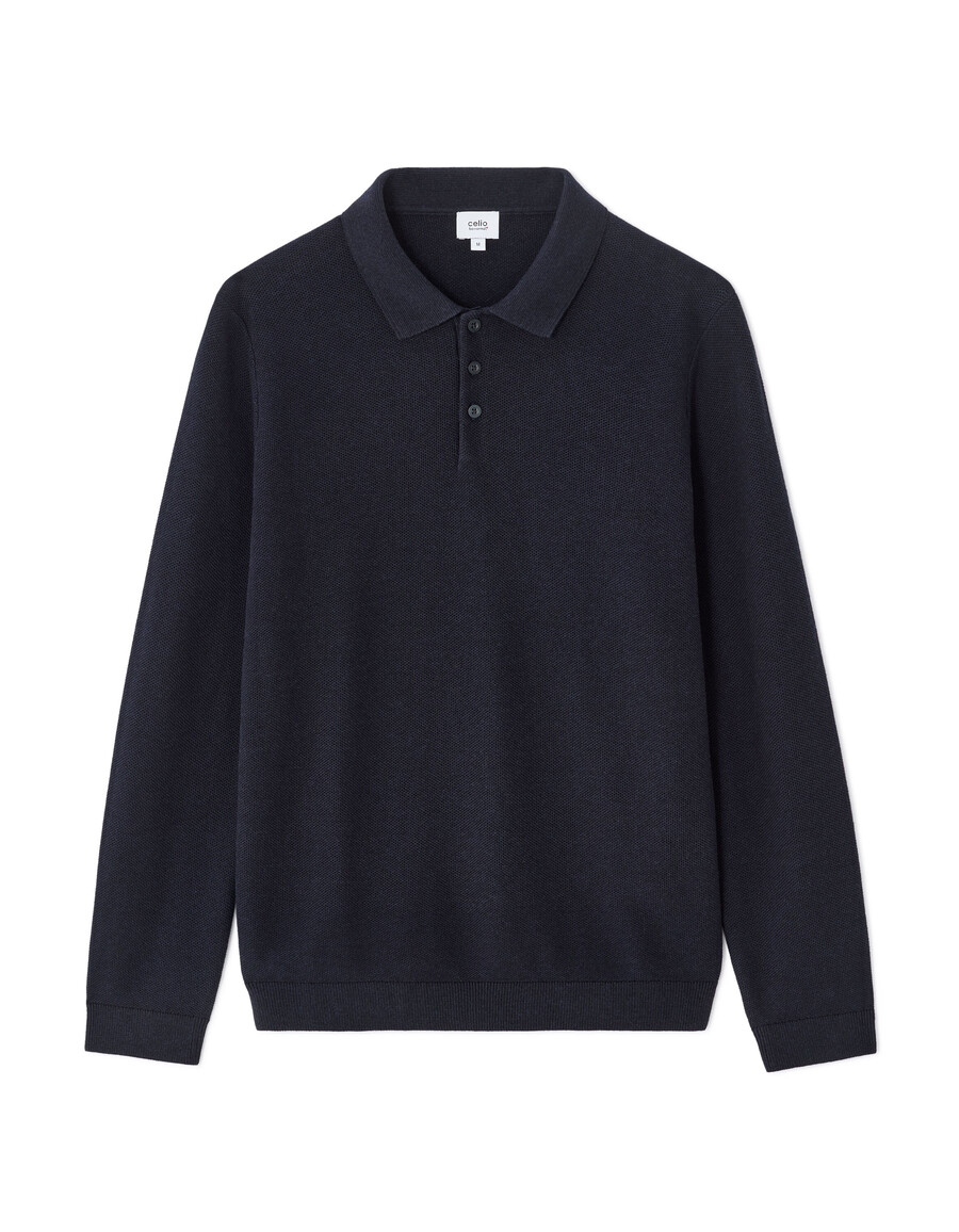 suéter de cuello polo ajustado 100 algodón
