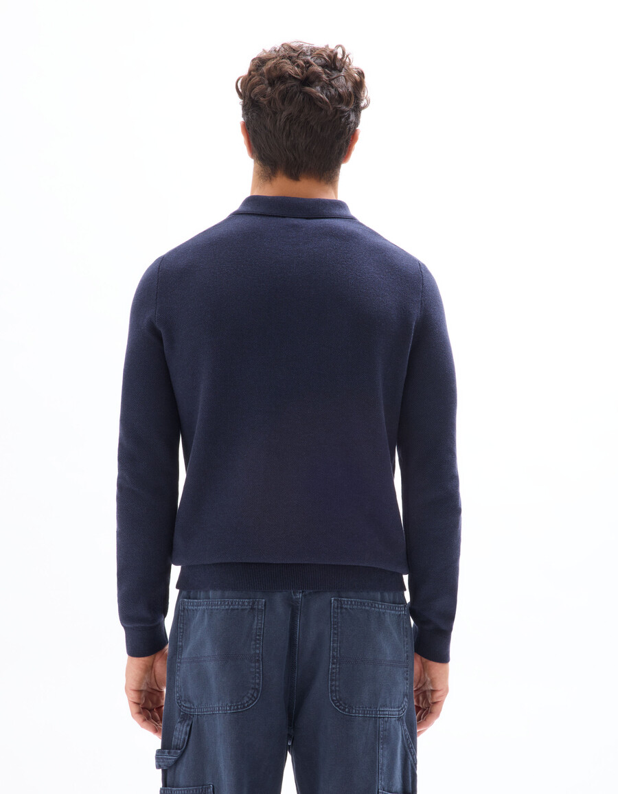 suéter de cuello polo ajustado 100 algodón