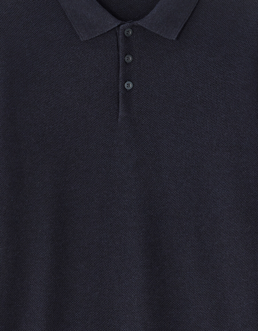 suéter de cuello polo ajustado 100 algodón