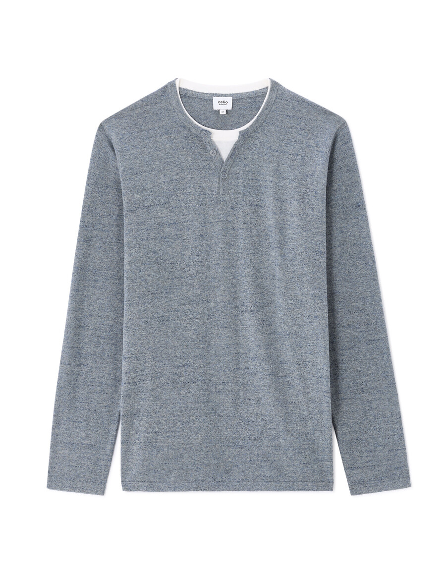 suéter henley de mezcla de algodón