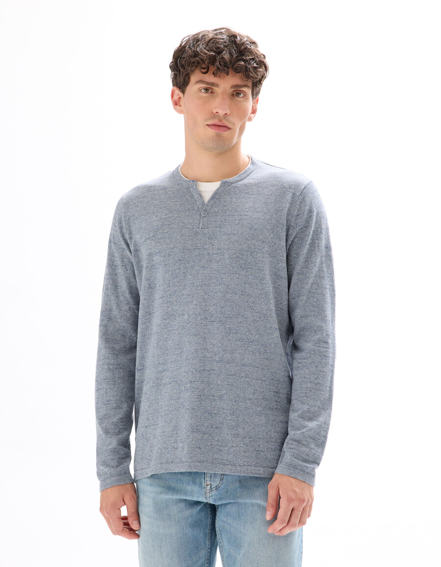 suéter henley de mezcla de algodón