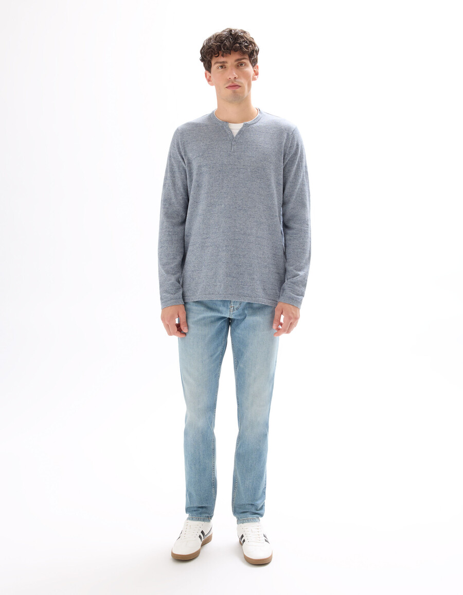 suéter henley de mezcla de algodón