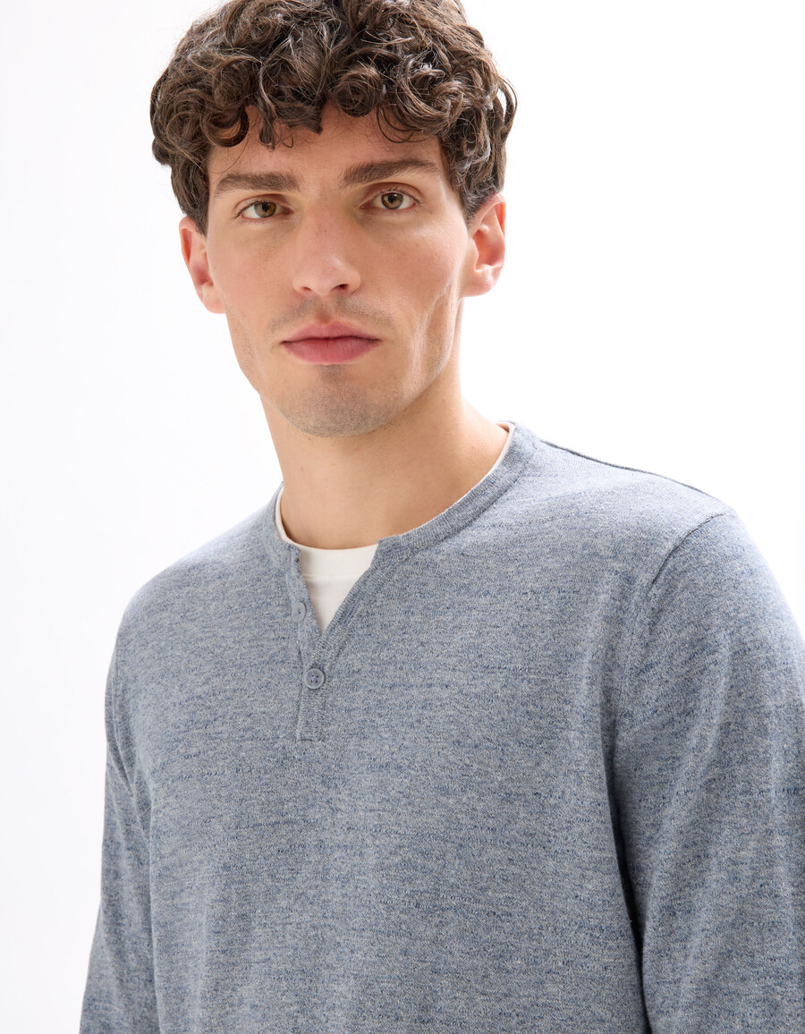 suéter henley de mezcla de algodón