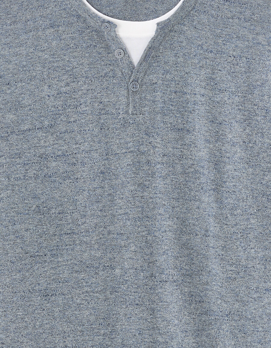 suéter henley de mezcla de algodón