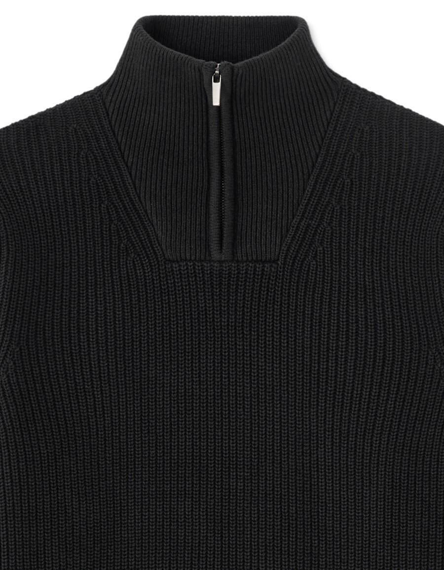 suéter de corte regular con cuello con cremallera 100 algodón