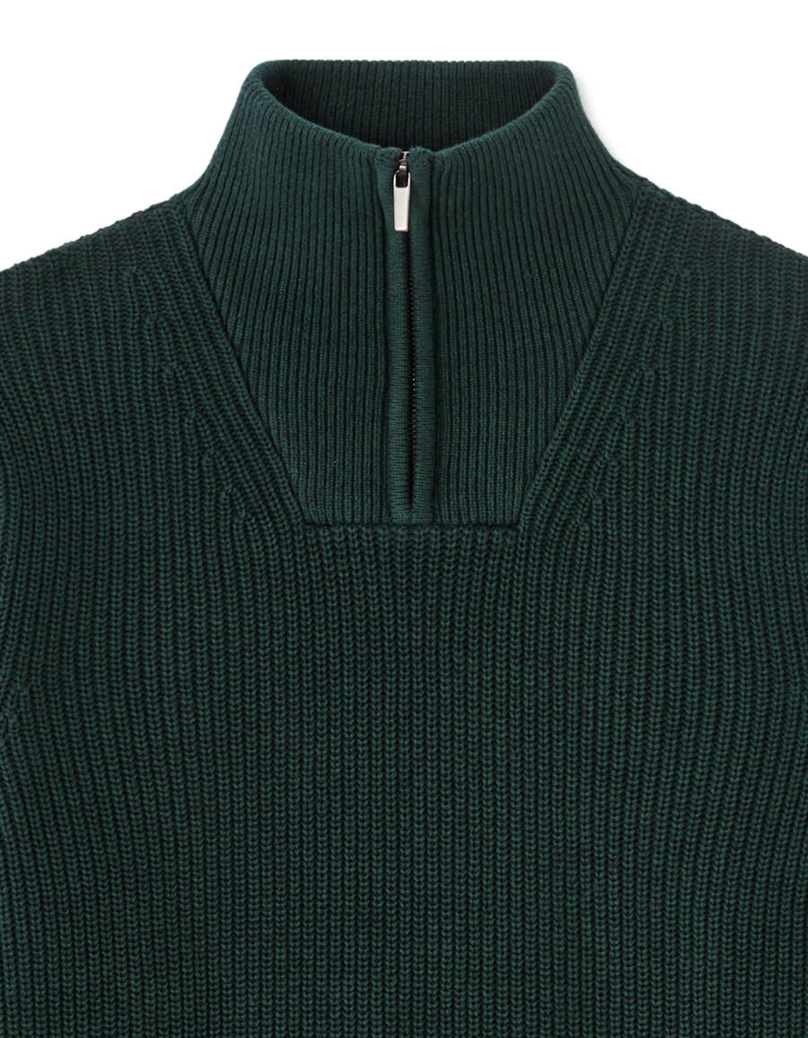 suéter de corte regular con cuello con cremallera 100 algodón