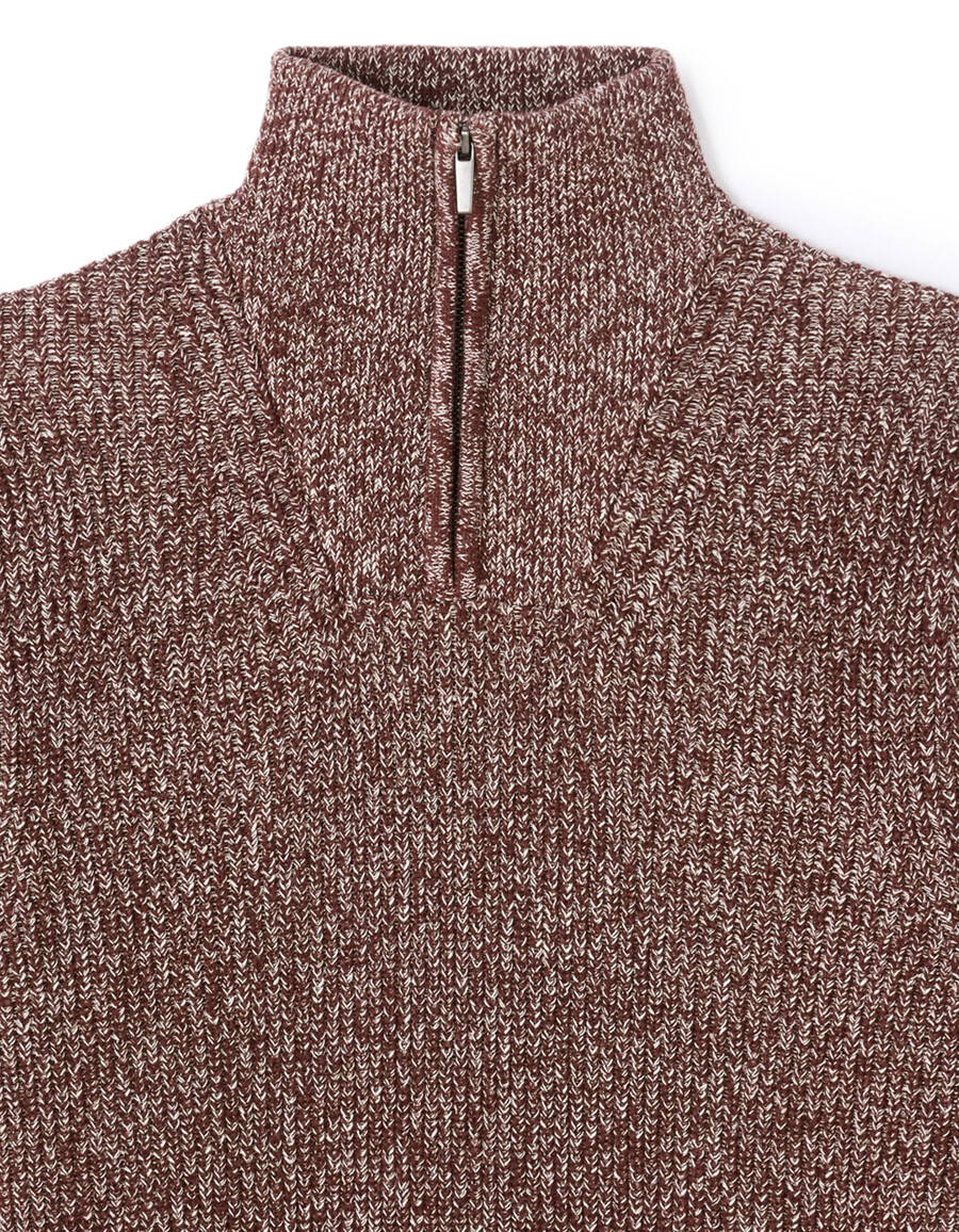 suéter de corte regular con cuello con cremallera 100 algodón