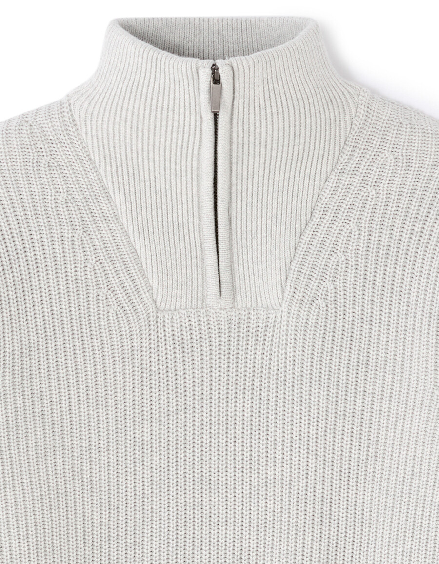 suéter de corte regular con cuello con cremallera 100 algodón