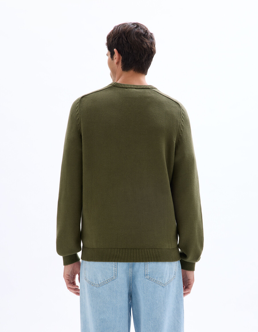 suéter liso de cuello redondo 100 algodón