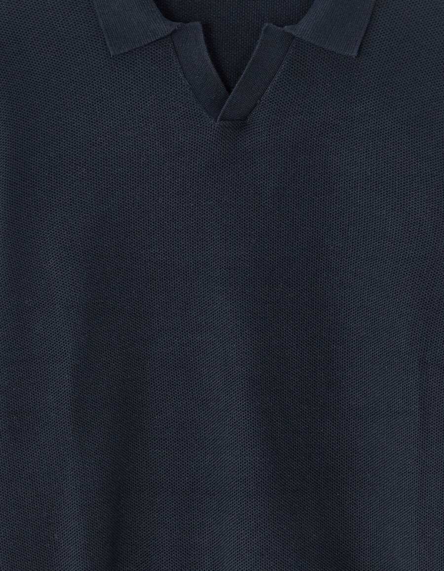 camisa de cuello cubano azul marino 100 algodón