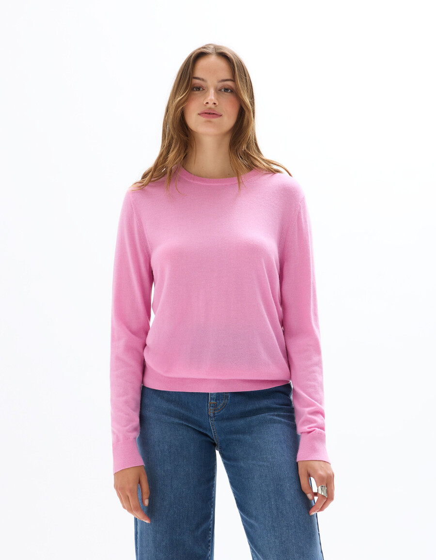 suéter de cuello redondo 100 lana merino