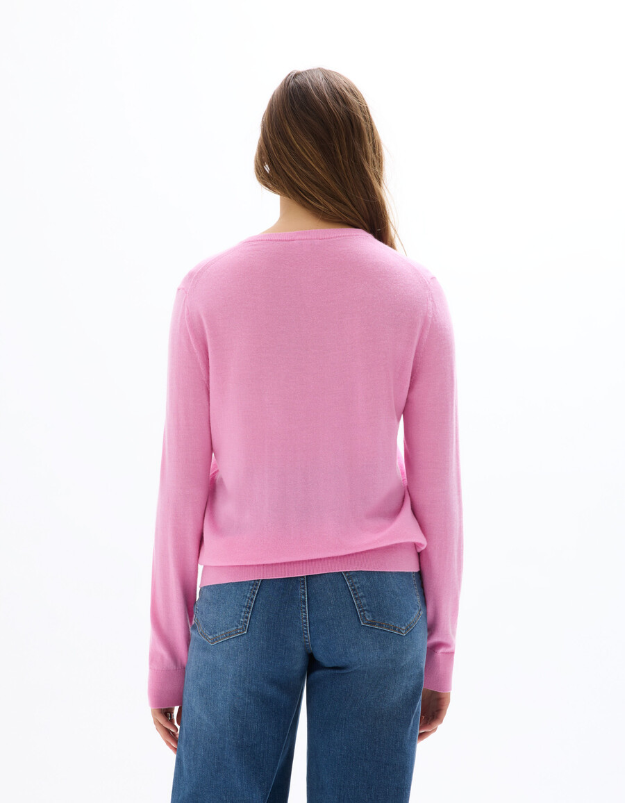 suéter de cuello redondo 100 lana merino