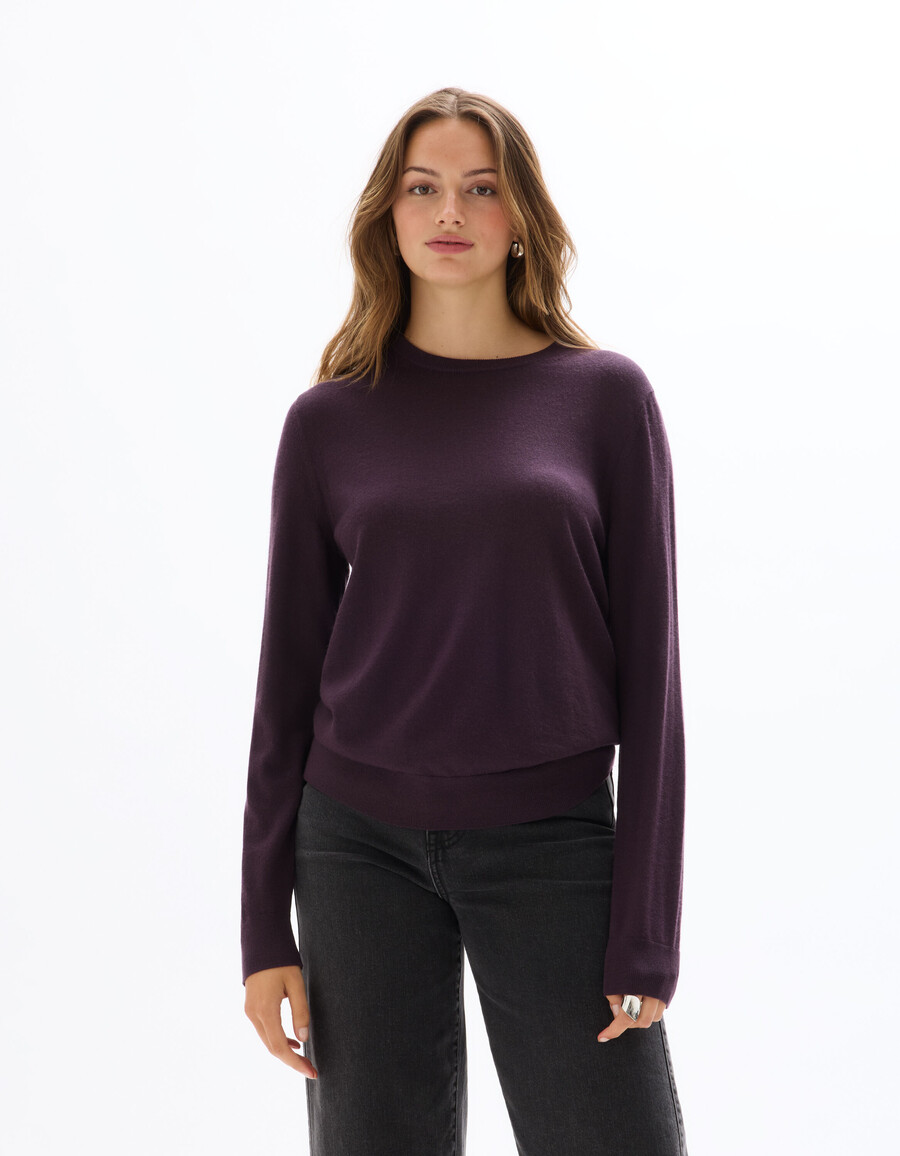 suéter de cuello redondo 100 lana merino