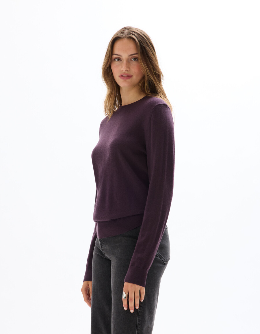 suéter de cuello redondo 100 lana merino