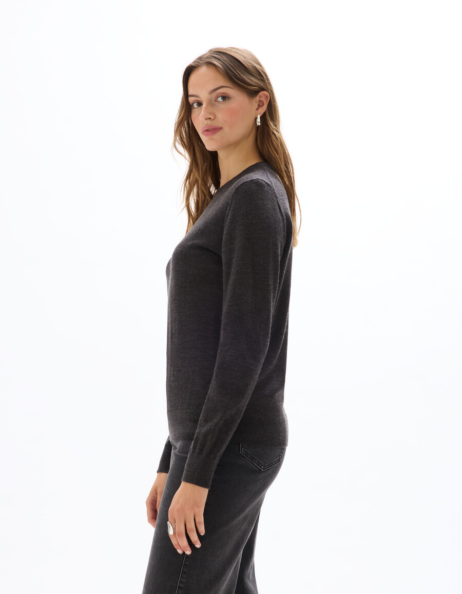 suéter de cuello redondo 100 lana merino