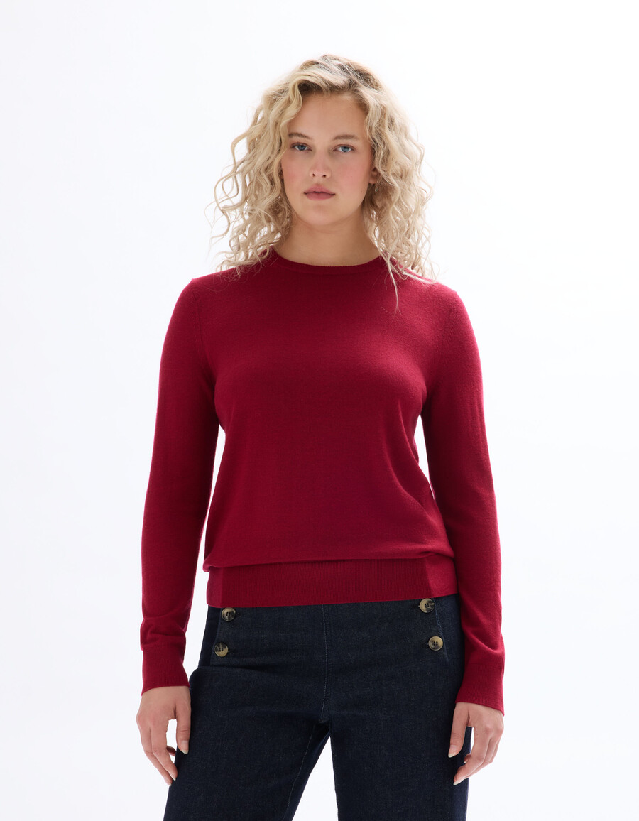 suéter de cuello redondo 100 lana merino