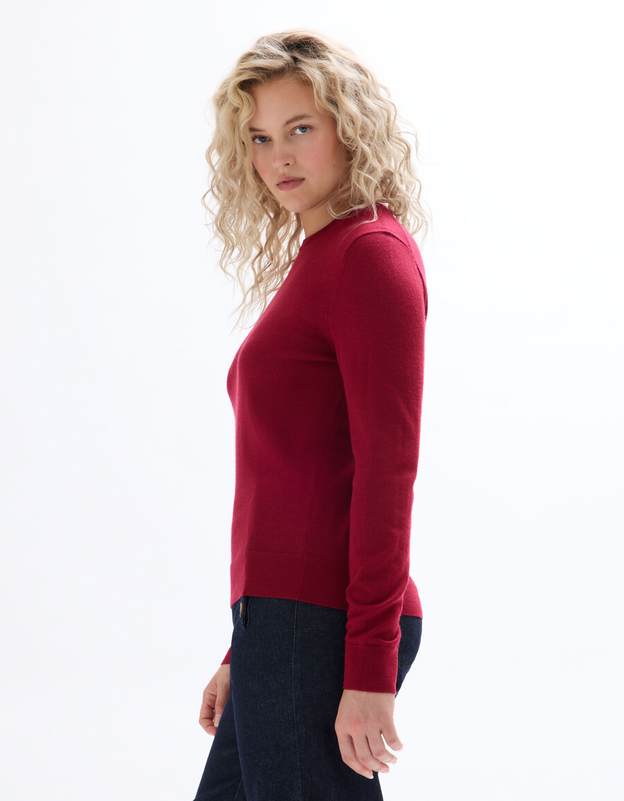 suéter de cuello redondo 100 lana merino