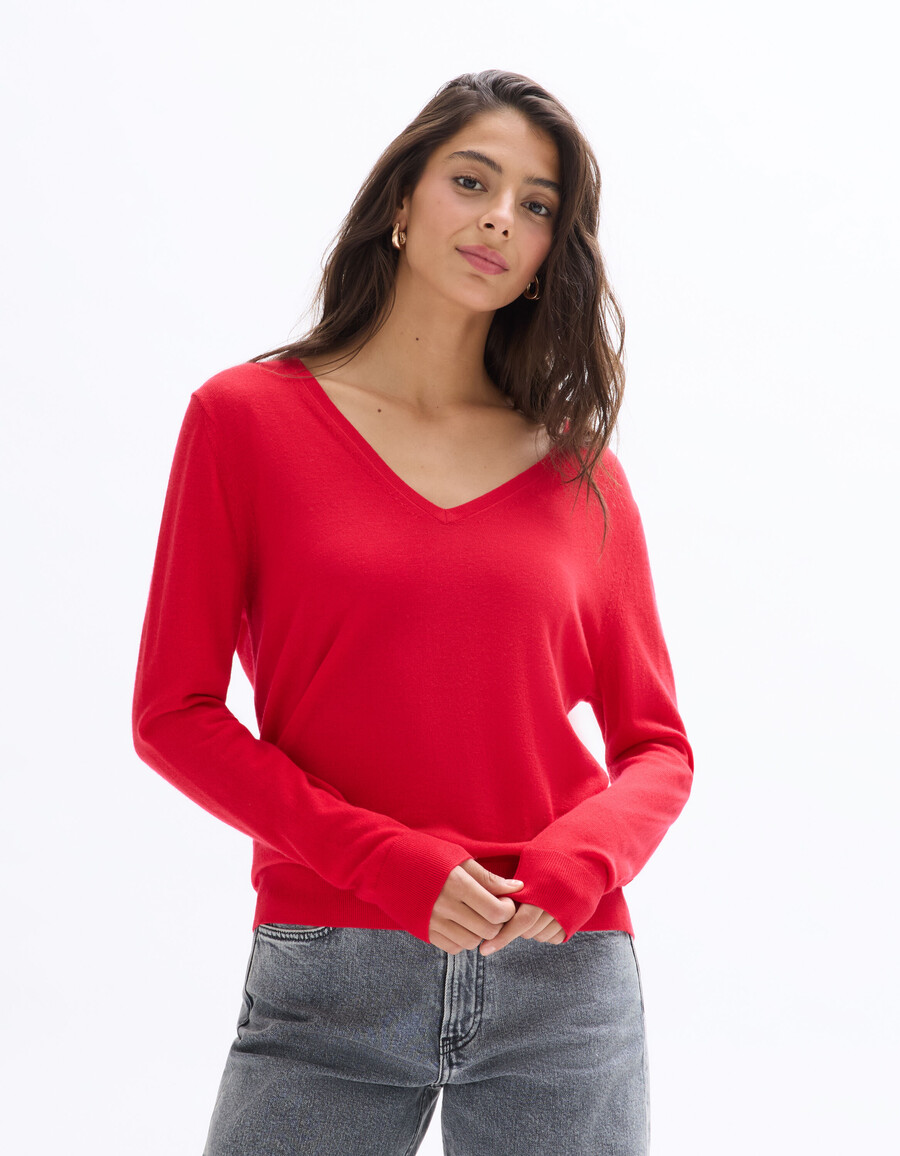 suéter de cuello en v 100 lana merino