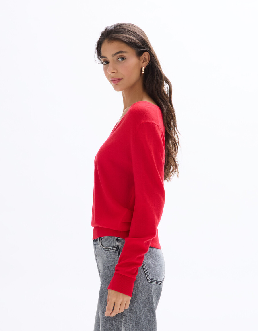 suéter de cuello en v 100 lana merino