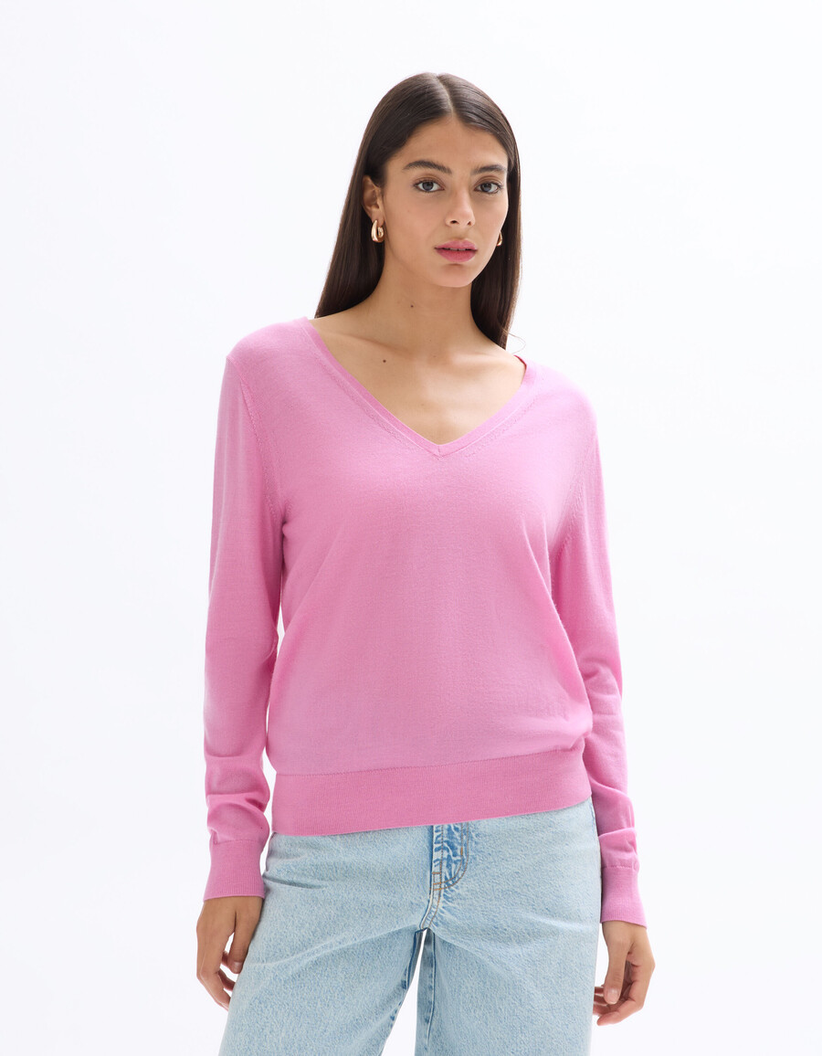 suéter de cuello en v 100 lana merino