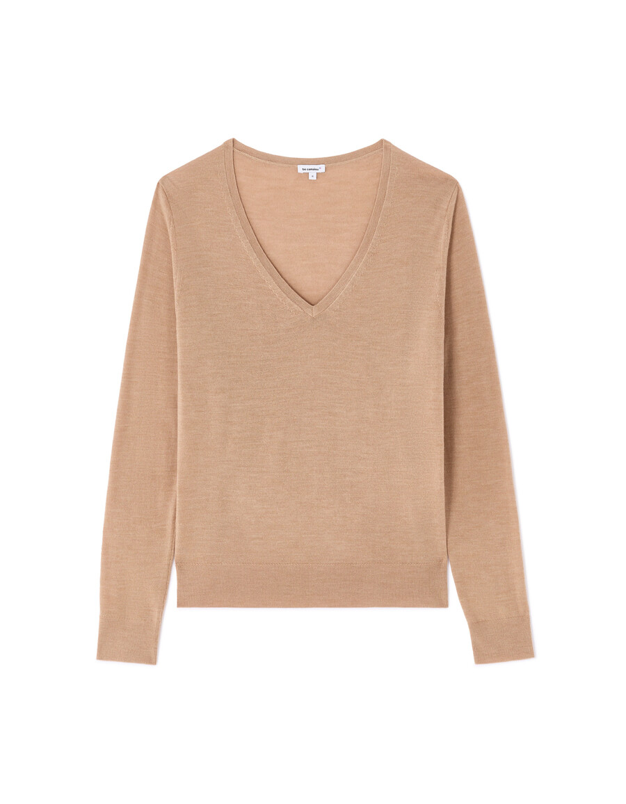 suéter de cuello en v 100 lana merino