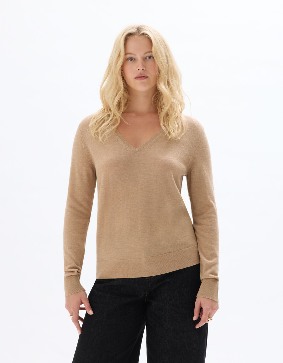suéter de cuello en v 100 lana merino