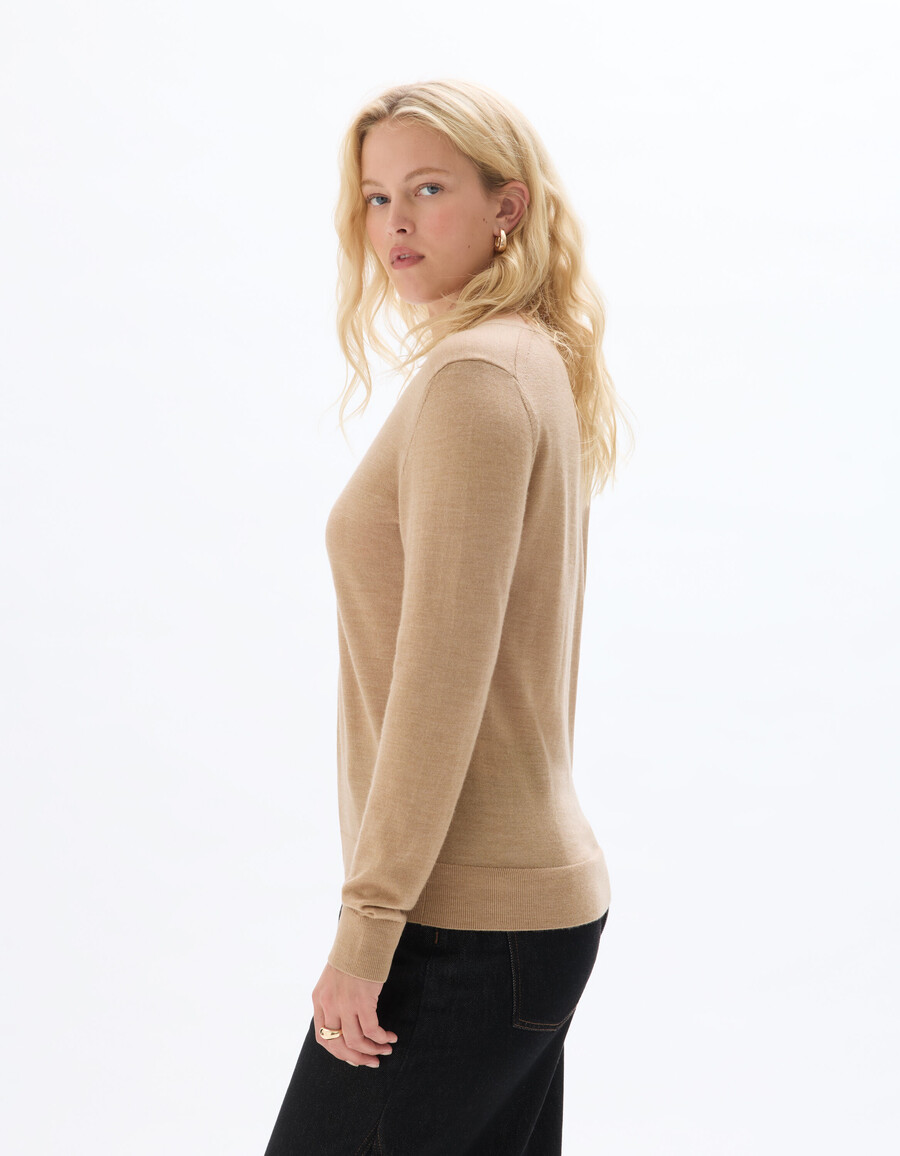 suéter de cuello en v 100 lana merino
