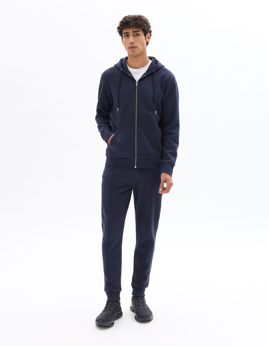 sudadera con capucha de piqué verde de corte regular y cremallera completa