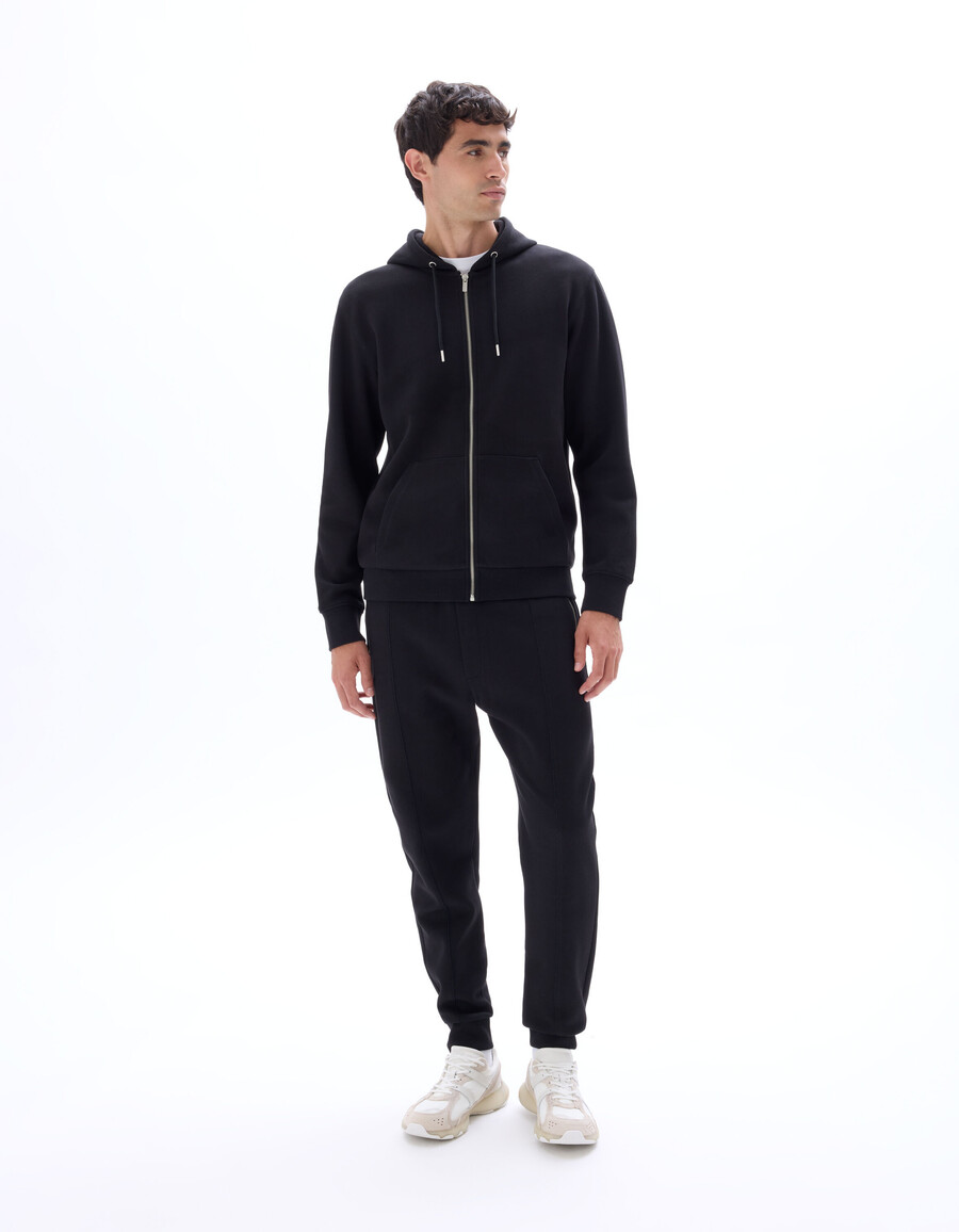sudadera con capucha y cremallera de corte regular en tejido piqué